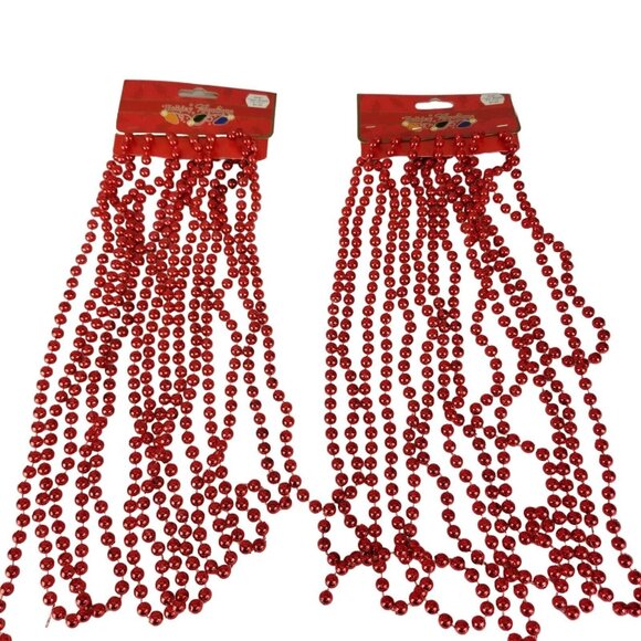 Lot of 2 Holiday Boutique 18ft Red Beaded/Globe Christmas Garland - Picture 1 of 3